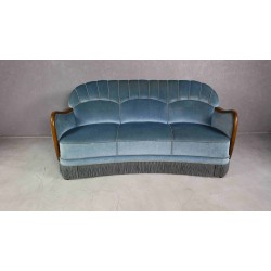Sofa welurowa Art Deco z lat 1950